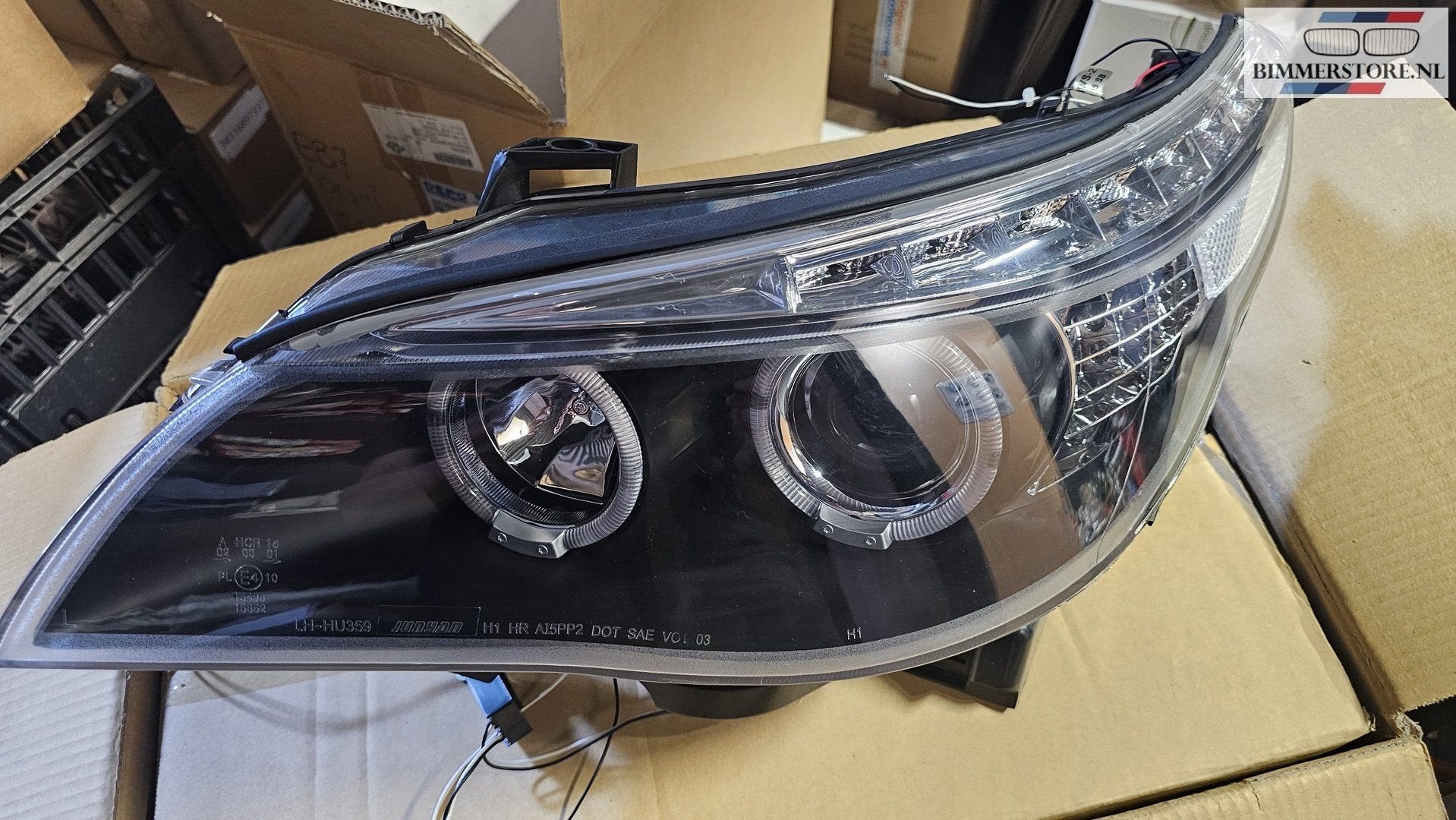 Design Koplamp set H1 H1 zwarte binnenkant BMW 5 serie E60 E, Auto-onderdelen, Verlichting, BMW, Nieuw, Herkomst onderdeel bekend