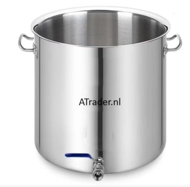 kookpan / Brouw pan met aftapkraan 71 liter, Inox + Deksel, Inox, Nieuw, Ophalen of Verzenden, Met handvatten