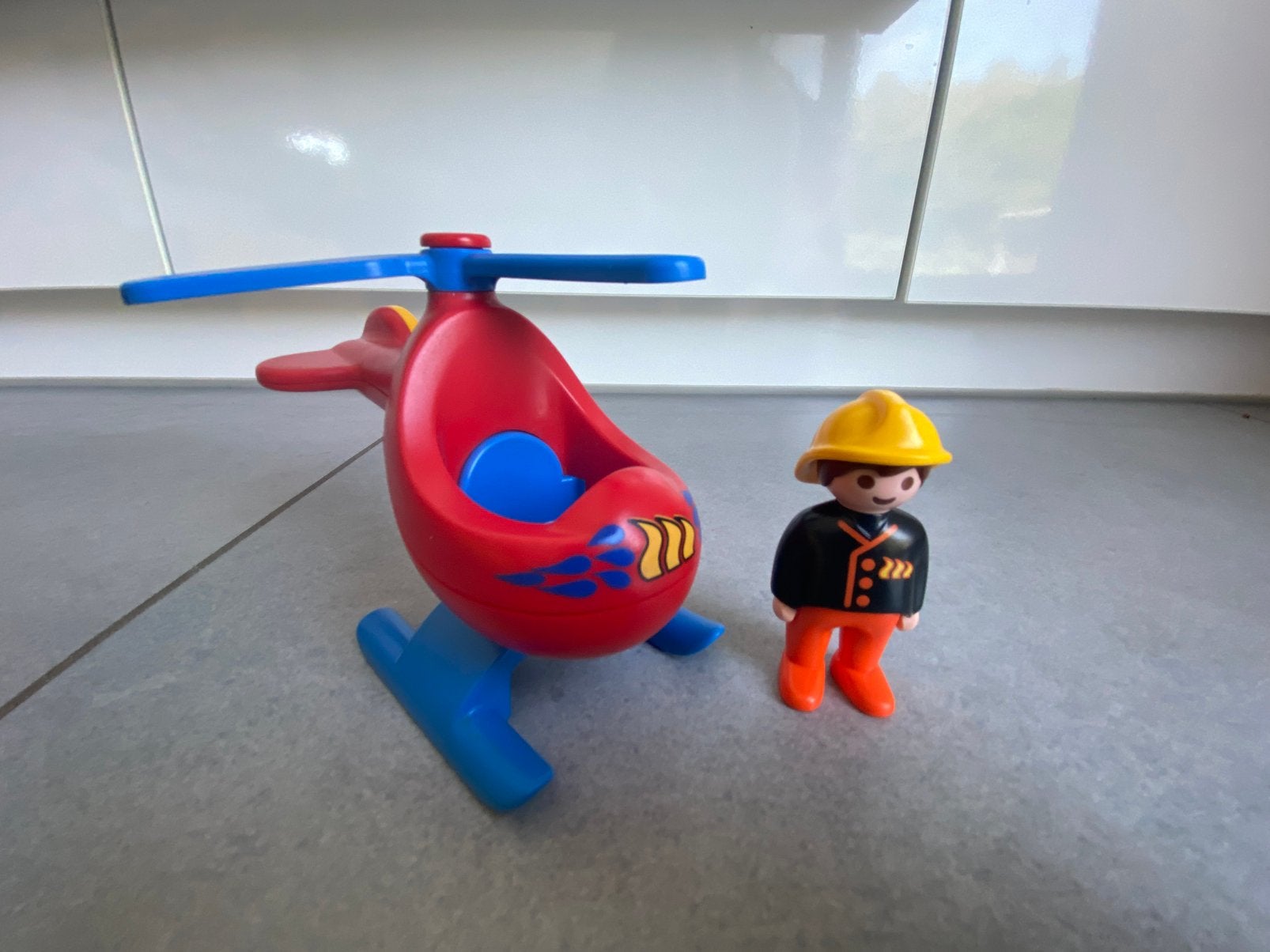 Playmobil 123 brandweerman met helikopter 6789, Enlèvement, Comme neuf