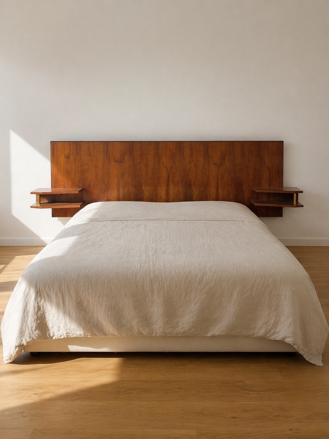 Vintage Scandinavisch teakhouten hoofdeinde 1m40 bed, Antiek en Kunst, Ophalen