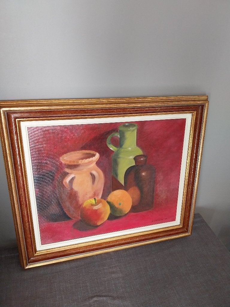 Schilderij olieverf op paneel - I. Willems 99', Antiek en Kunst, Ophalen, Paneel, Overige stijlen, Stilleven
