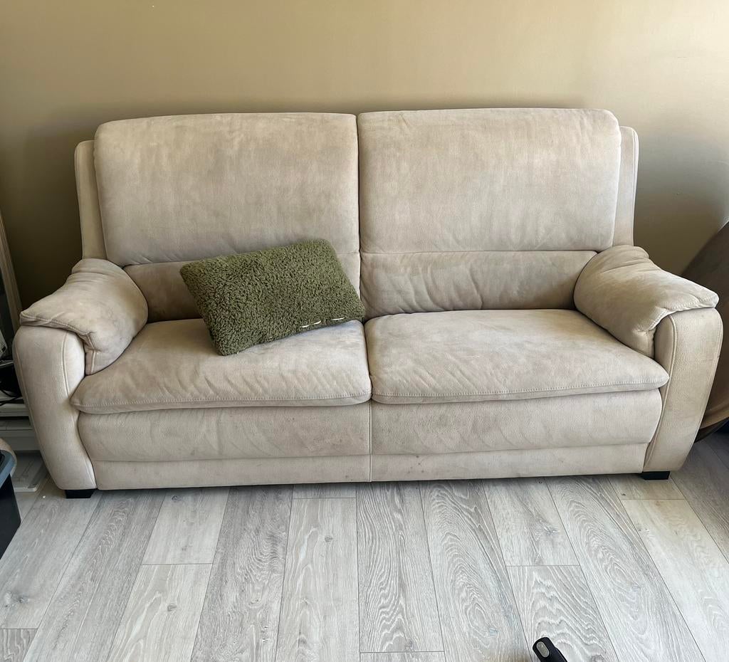 Zetel beige 2-zit, Huis en Inrichting, Zetels | Zetels, Ophalen, Gebruikt, Tweepersoons, Rechte bank