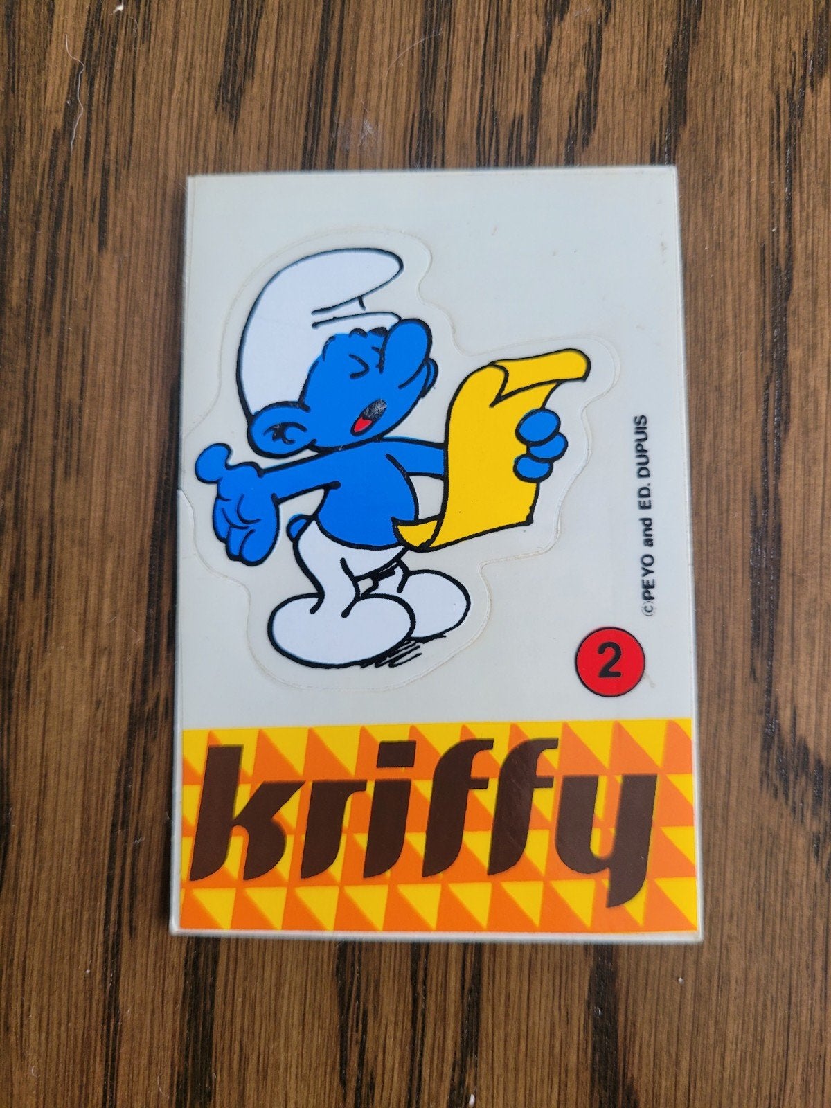 autocollant ancien Les Schtroumpfs Kriffy numéro 2, Collections, Enlèvement ou Envoi