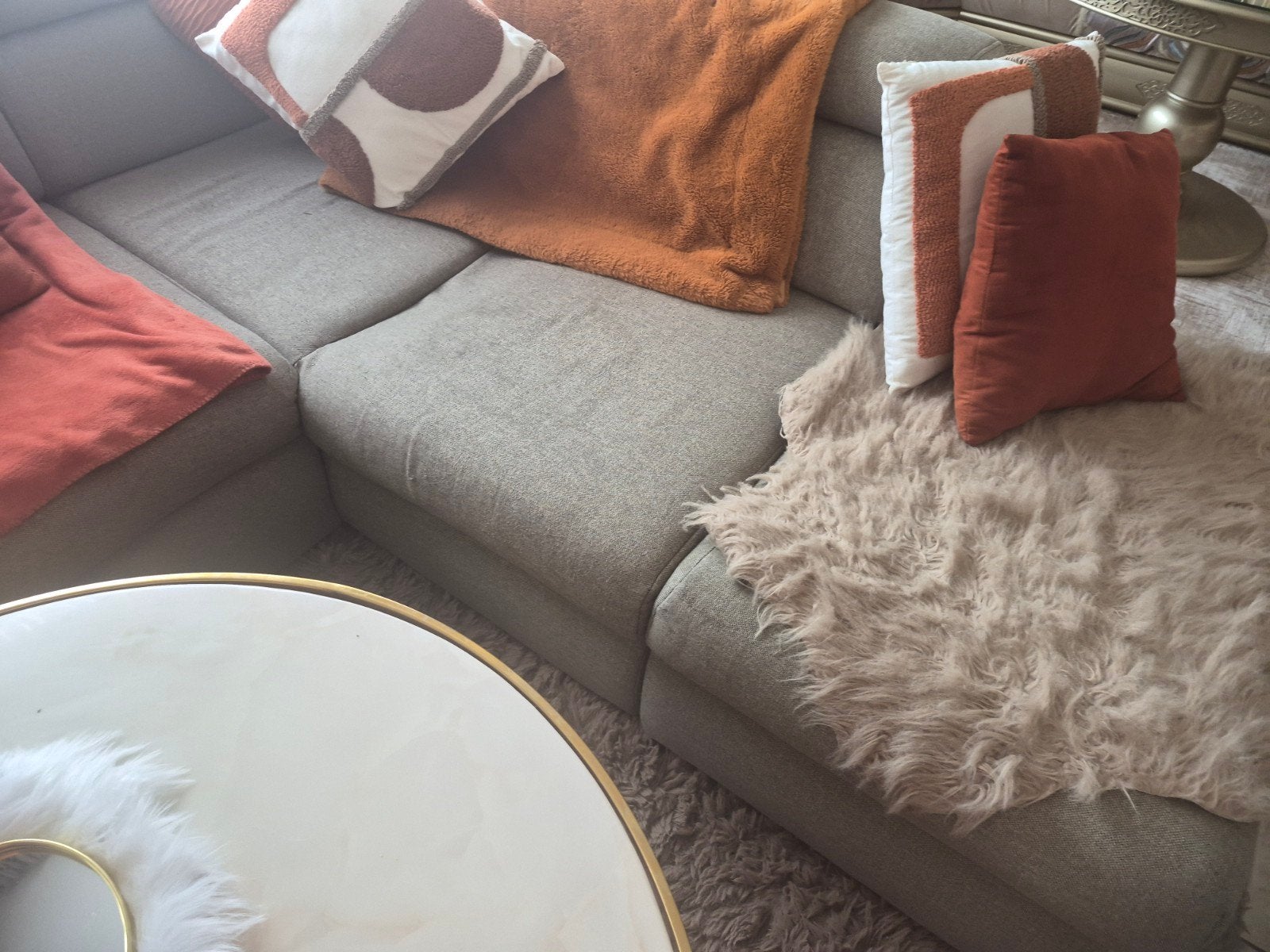 L-vormige hoekbank - Taupe/Warm beige - 193x186cm - Comp, Ophalen