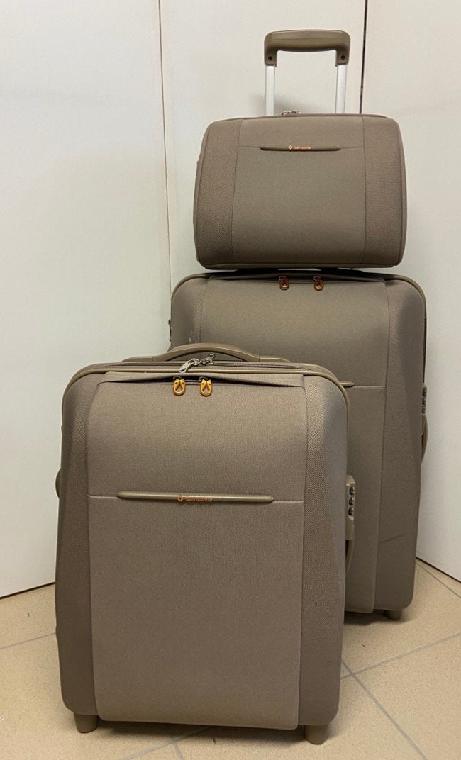 Complete Samsonite kofferset champagnekleur (taupe), Handtassen en Accessoires, Koffers, Overige materialen, Gebruikt, 50 tot 60 cm
