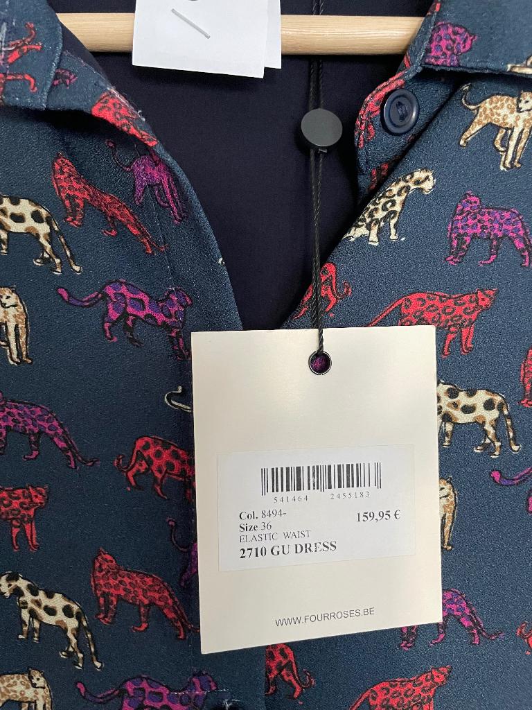 Kleedje met panterprintje maat 36 Fou Roses, Blauw, Nieuw, Ophalen of Verzenden, Maat 36 (S)