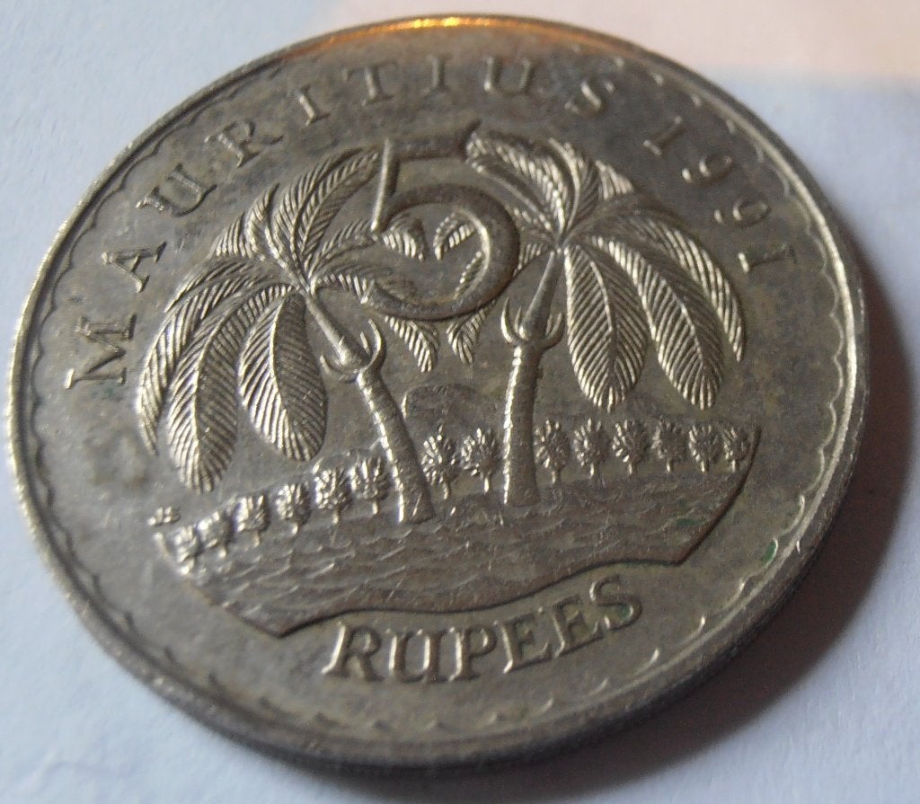 MAURICE 5 ROUPIES 1991, Enlèvement ou Envoi, Monnaie en vrac