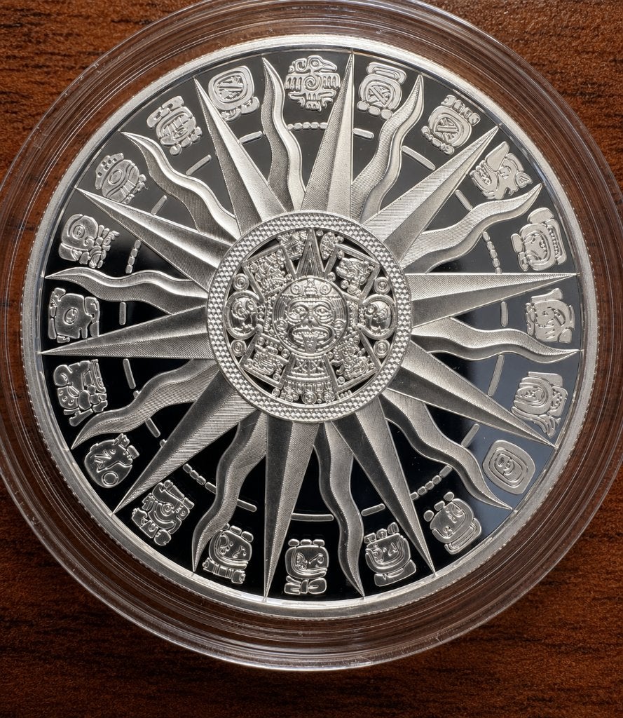 1 oz zilveren munt “Aztec Calendar” Ultra collector, Postzegels en Munten, Ophalen of Verzenden, Zilver
