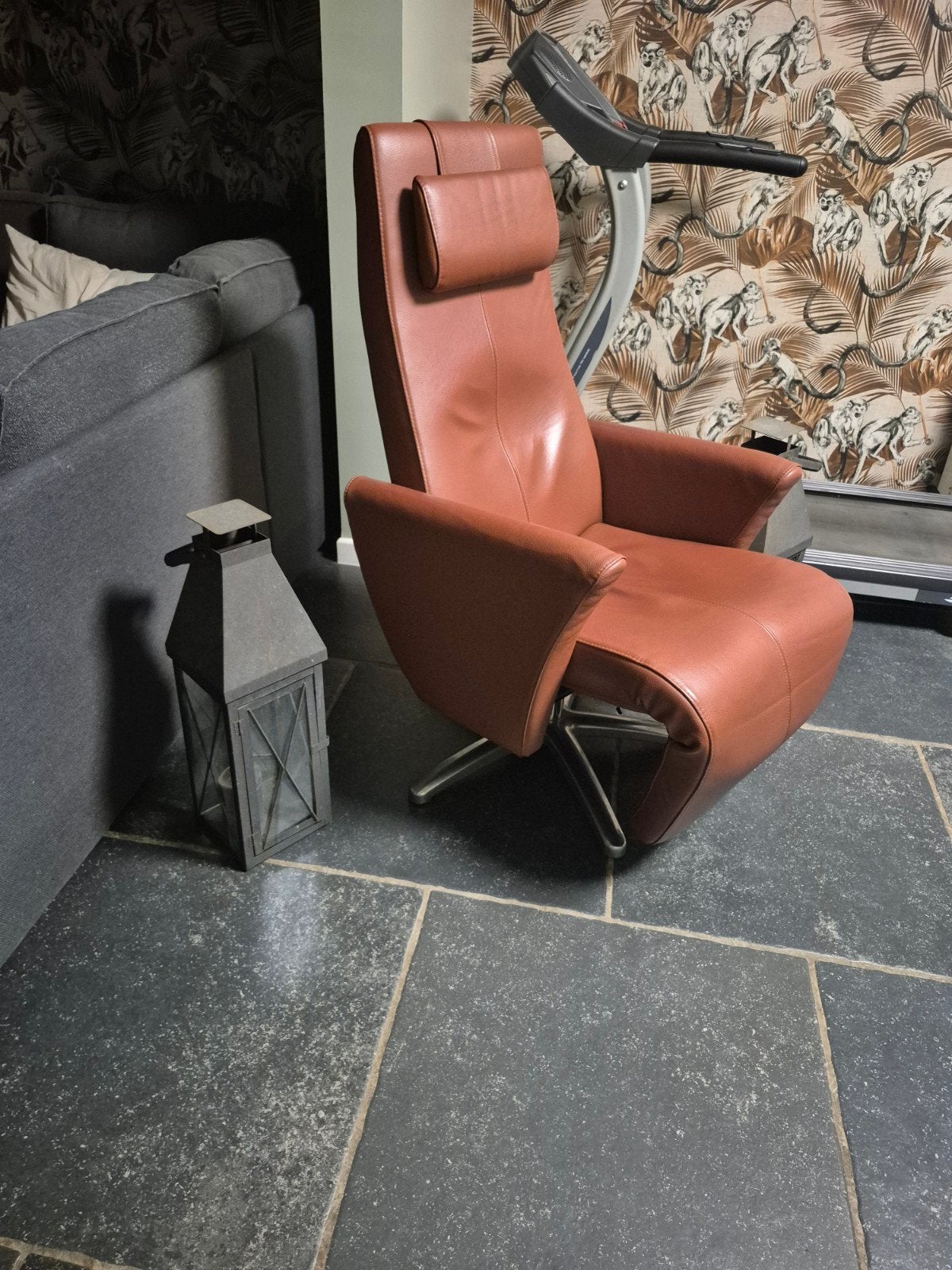 Relax fauteuil in cognac leer w. schillig chult 7, Huis en Inrichting, Fauteuils, Ophalen of Verzenden, Leer