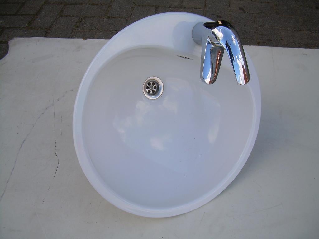 1 lavabo 47cm met kraan,wc afdekplaat,dubbel gasaansluiting, Ophalen, Zo goed als nieuw, Kraan