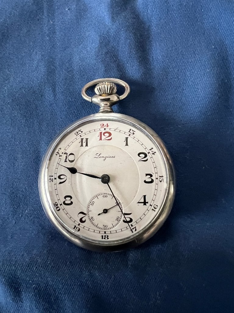 Longines Vintage Opwindbaar Zakhorloge, Enlèvement, Acier, Montre de poche, Longines