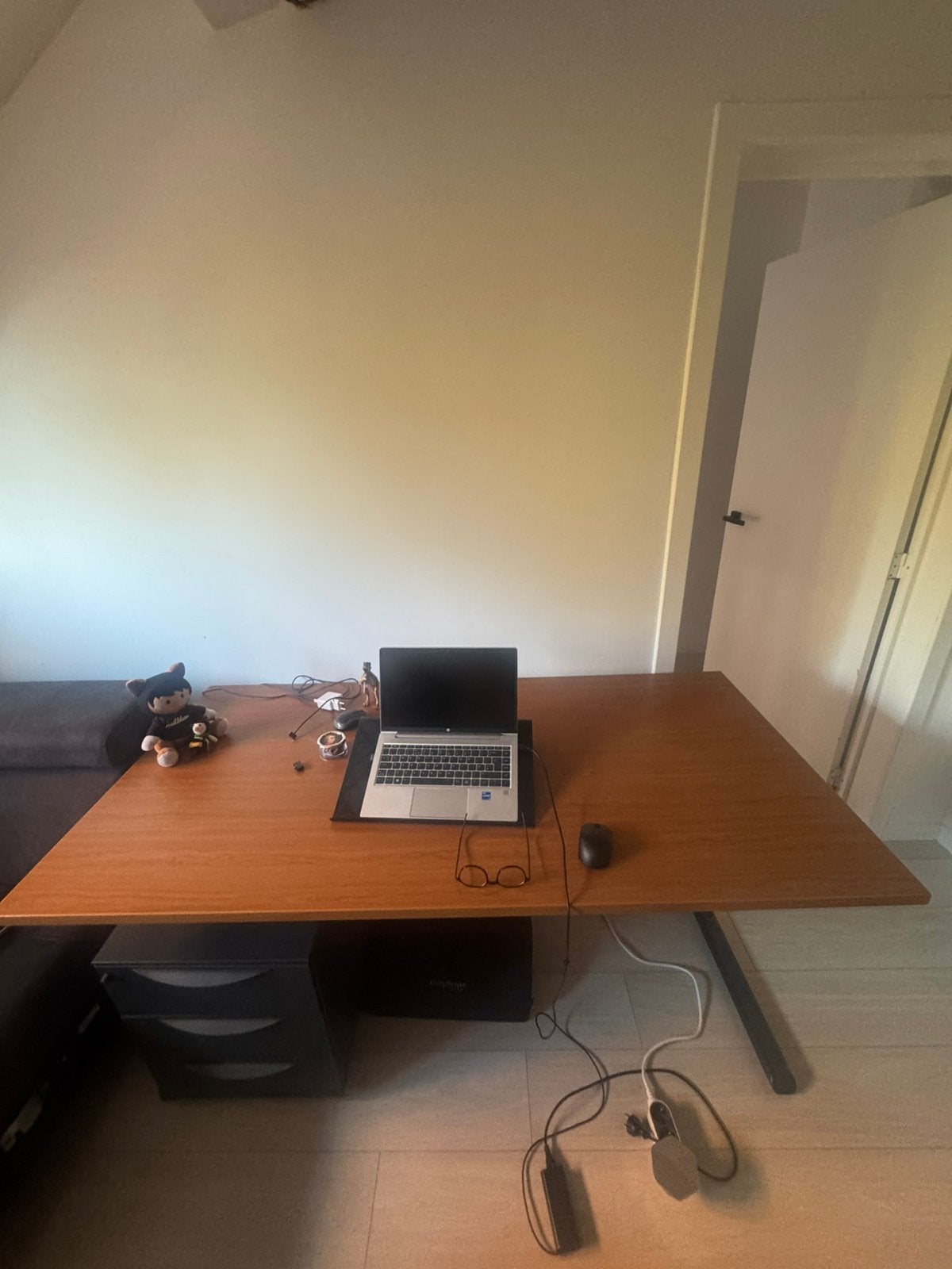 Bureau 160x80 + meuble à tiroirs sur roulettes, Enlèvement, Utilisé
