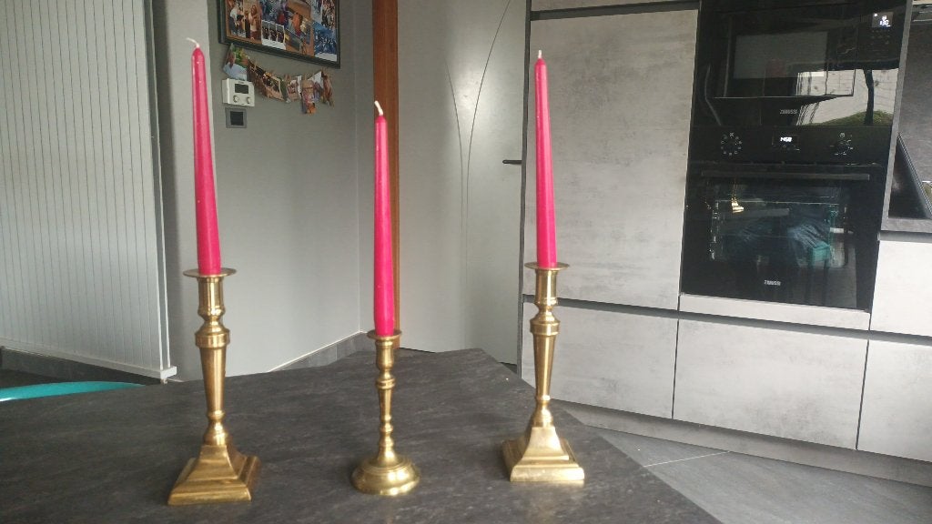 Lot de 3 bougeoirs, Antiquités & Art, Enlèvement, Cuivre ou Bronze