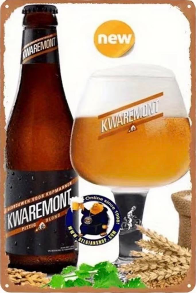 Metalen reclamebord Kwaremont - retro vintage mancave, Verzamelen, Biermerken, Ophalen of Verzenden, Nieuw, Reclamebord, Plaat of Schild