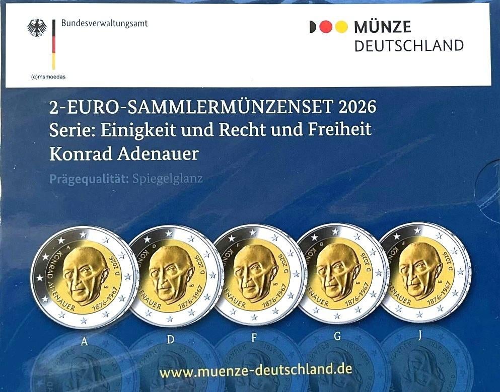 2 euro Duitsland 2026 Adenauer 5 letters Proof in blister, Postzegels en Munten, Munten | Europa | Euromunten, Ophalen of Verzenden