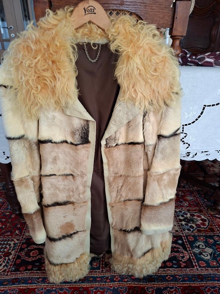 Manteau en fourrure vintage, Enlèvement, Porté, Blanc, Taille 42/44 (L)