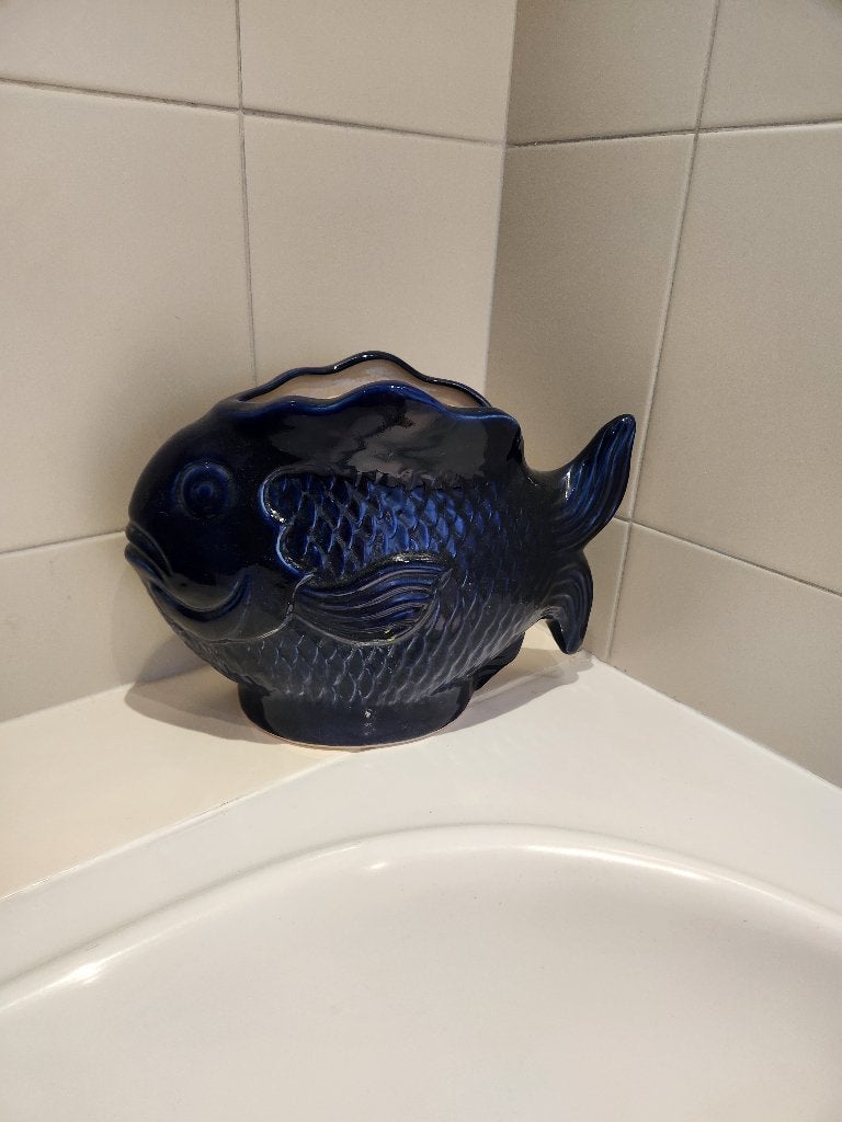 POISSONS BLEUX TURQUOISE EMAILLE EN CERAMIQUE, Maison & Meubles, Accessoires pour la Maison | Vases, Enlèvement, Comme neuf, Bleu