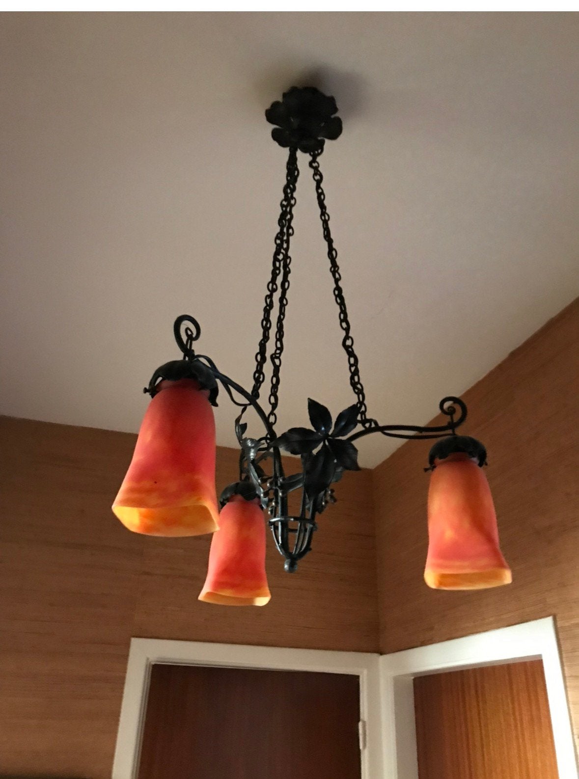 Luster in glaspasta, oranje, Maison & Meubles, Enlèvement, Comme neuf, Verre