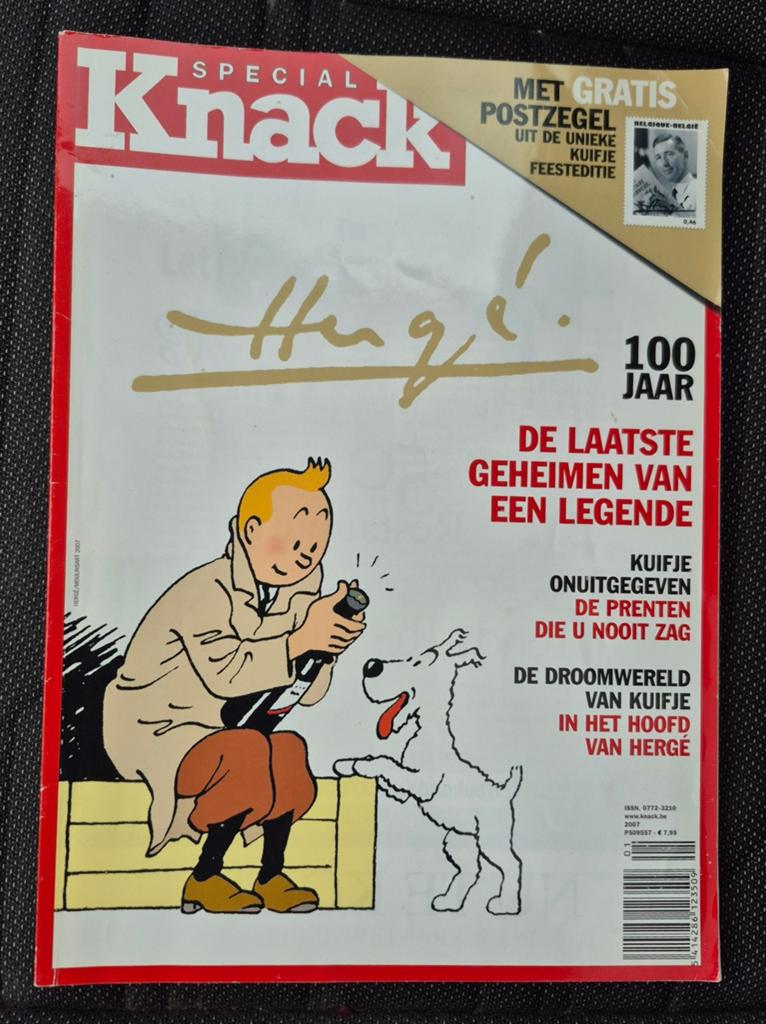 Kuifje, Herge, 100 jaar, met postzegel, KNACK, Verzamelen, Ophalen, Kuifje
