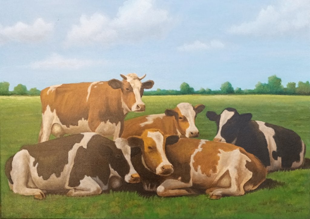 Landschap met koeien, Daté, Peinture à l'huile, Paysage, Enlèvement