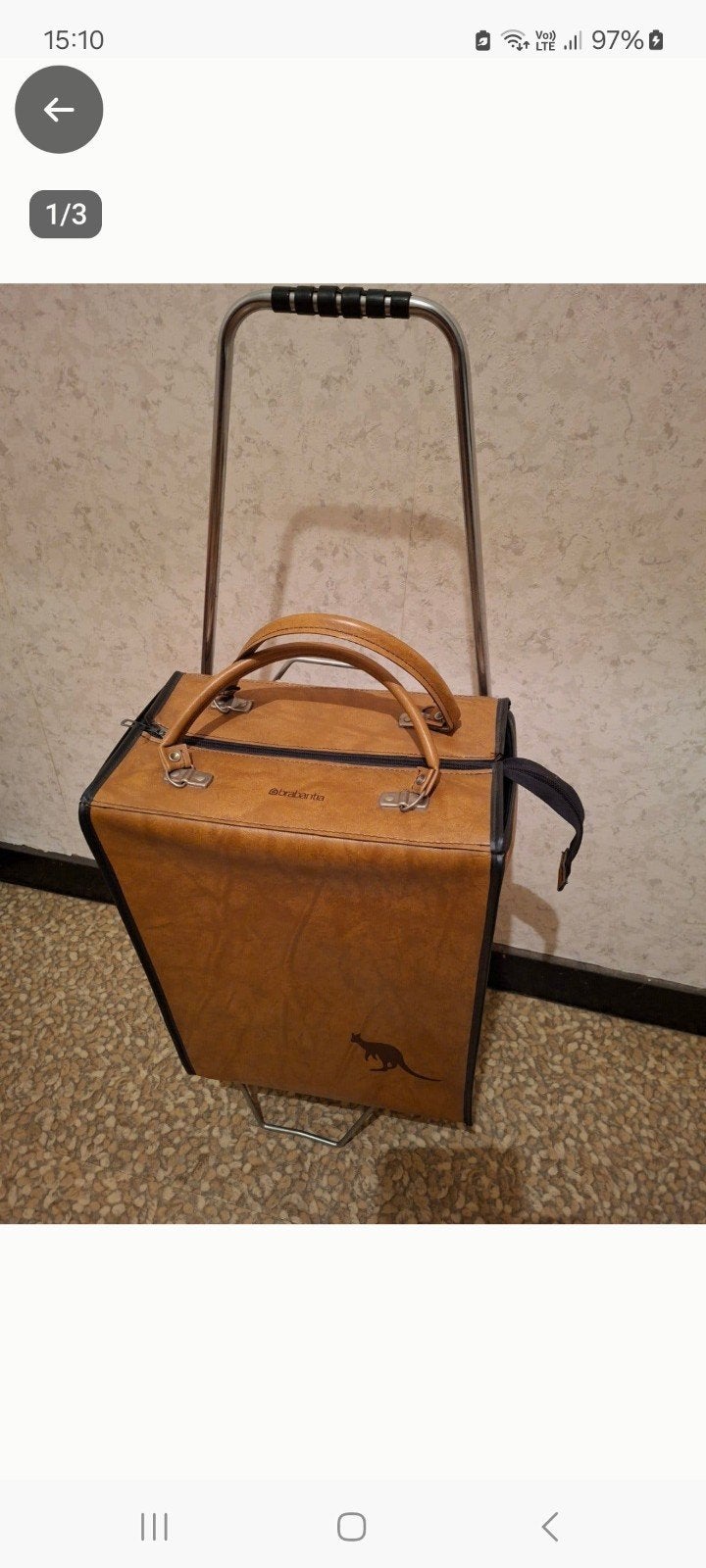 Vintage Brabantia boodschappen trolley - Bruin leer, Ophalen