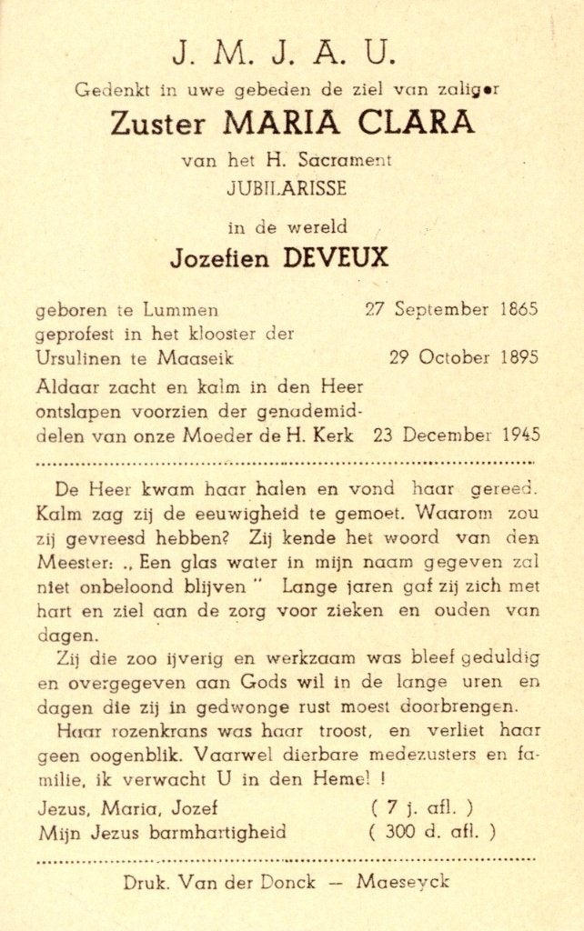 12 Bidprentjes van Zusters, Verzamelen, Ophalen of Verzenden, Bidprentje