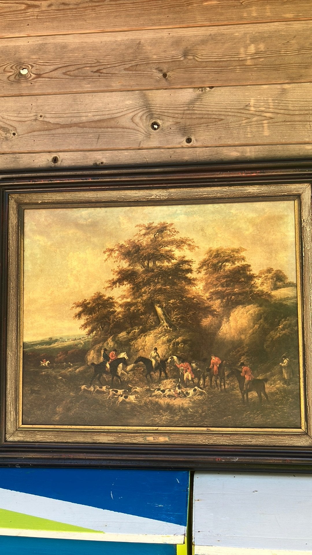Prachtig Vintage Schilderij Jachttafereel (George Morland), Ophalen of Verzenden, Klassiek, Landschap, Doek