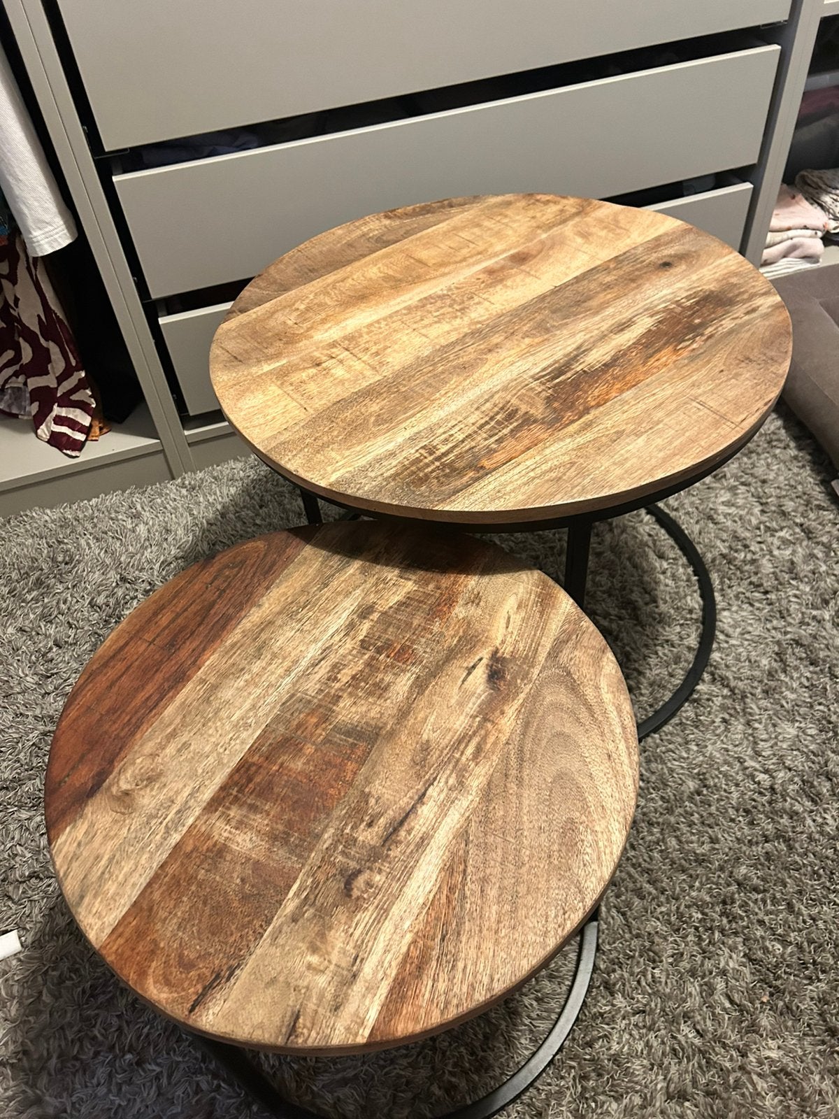 Set de 2 tables basses, Maison & Meubles, Tables | Tables de salon, Enlèvement, Comme neuf, Rond, 50 à 75 cm