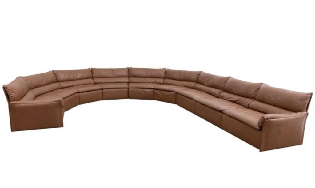 Saporiti Brown Leather Sectional Sofa, Italy, 1960s, Maison & Meubles, Enlèvement, Utilisé, Autres dimensions, Cuir