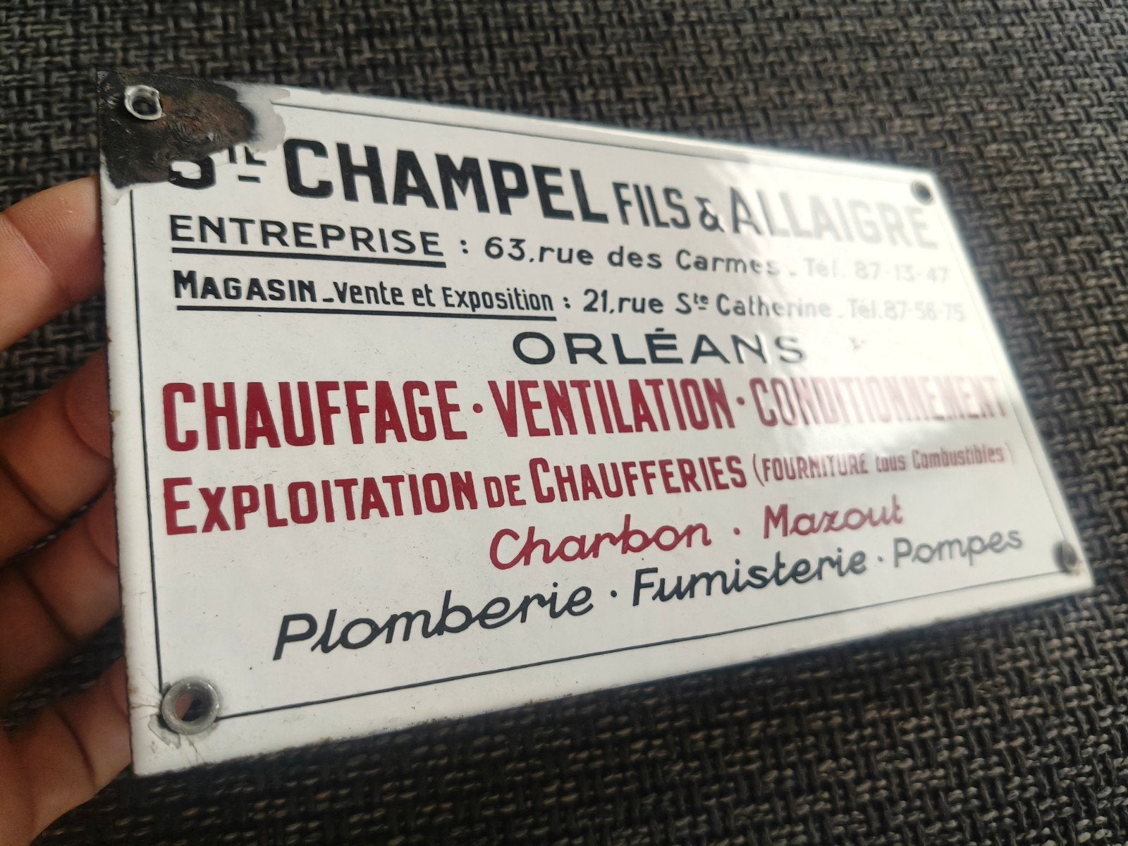 plaque émaillée usine chauffage, Antiquités & Art, Enlèvement ou Envoi