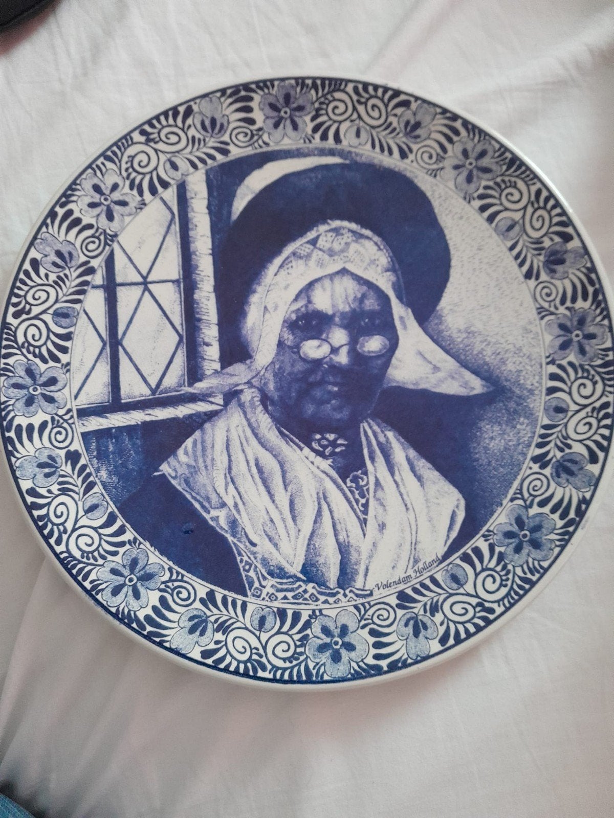 chemkefa origineel blauw Delfts bord volendamse vrouw, Antiek en Kunst, Ophalen of Verzenden