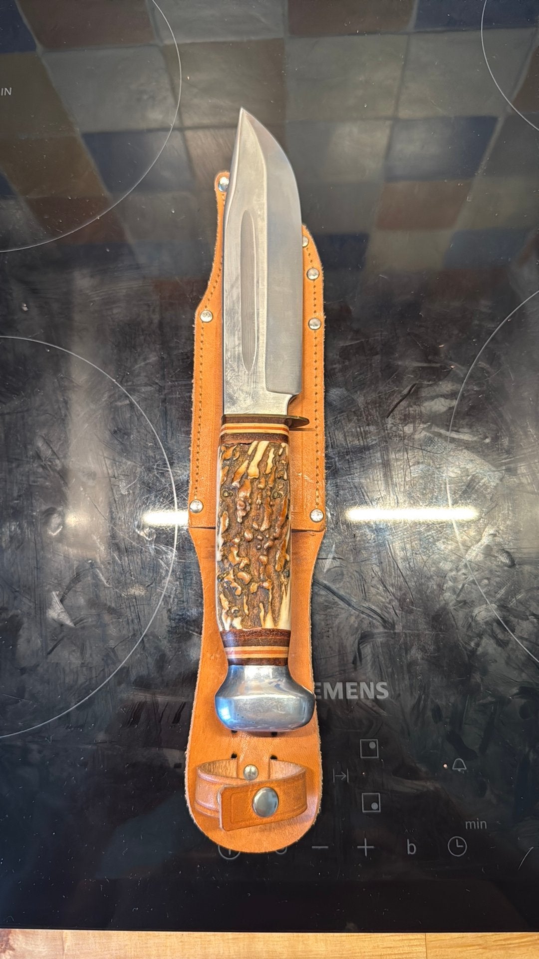Vintage Richartz Solingen Bowie Jachtmes – Echt Hertshoorn, Collections, Enlèvement ou Envoi