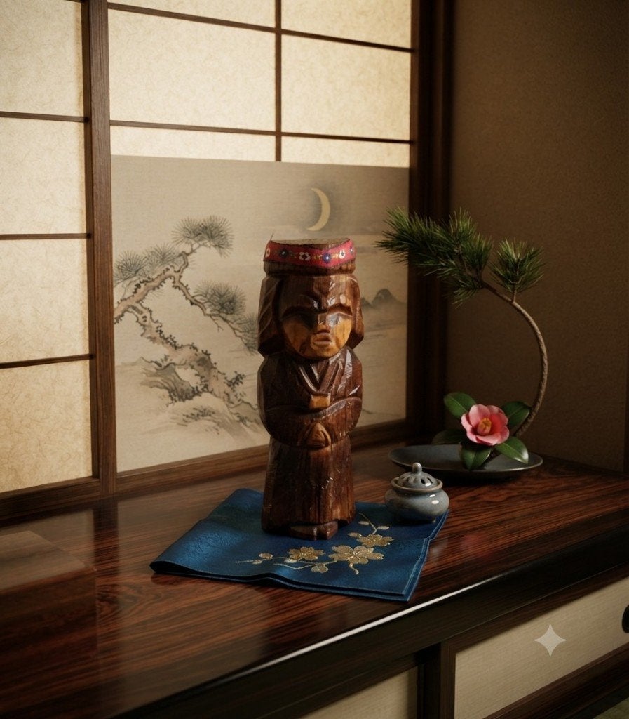 Nipopo Ainu Pop japonais, Japon, Bois, 15 cm, Poupée