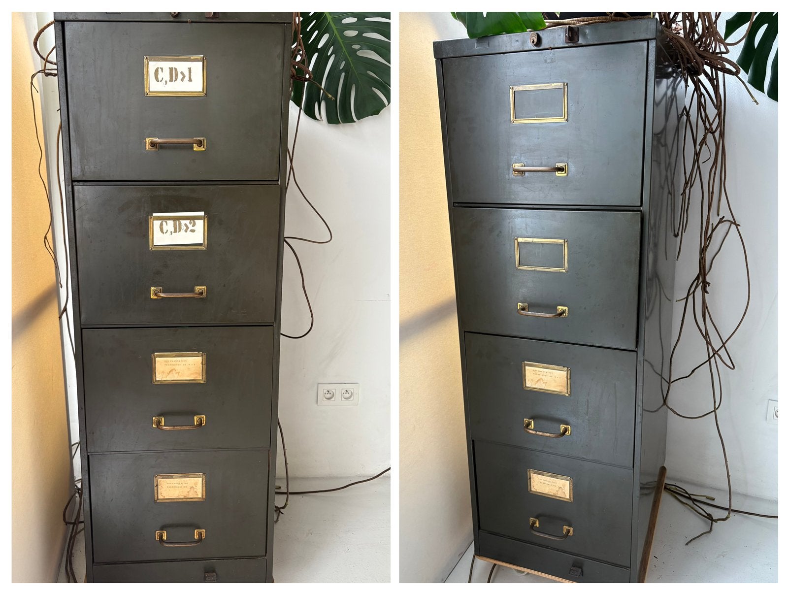 Armoire classeur métallique tiroirs Dossierkast 4 Laden 60’s, Antiquités & Art, Enlèvement
