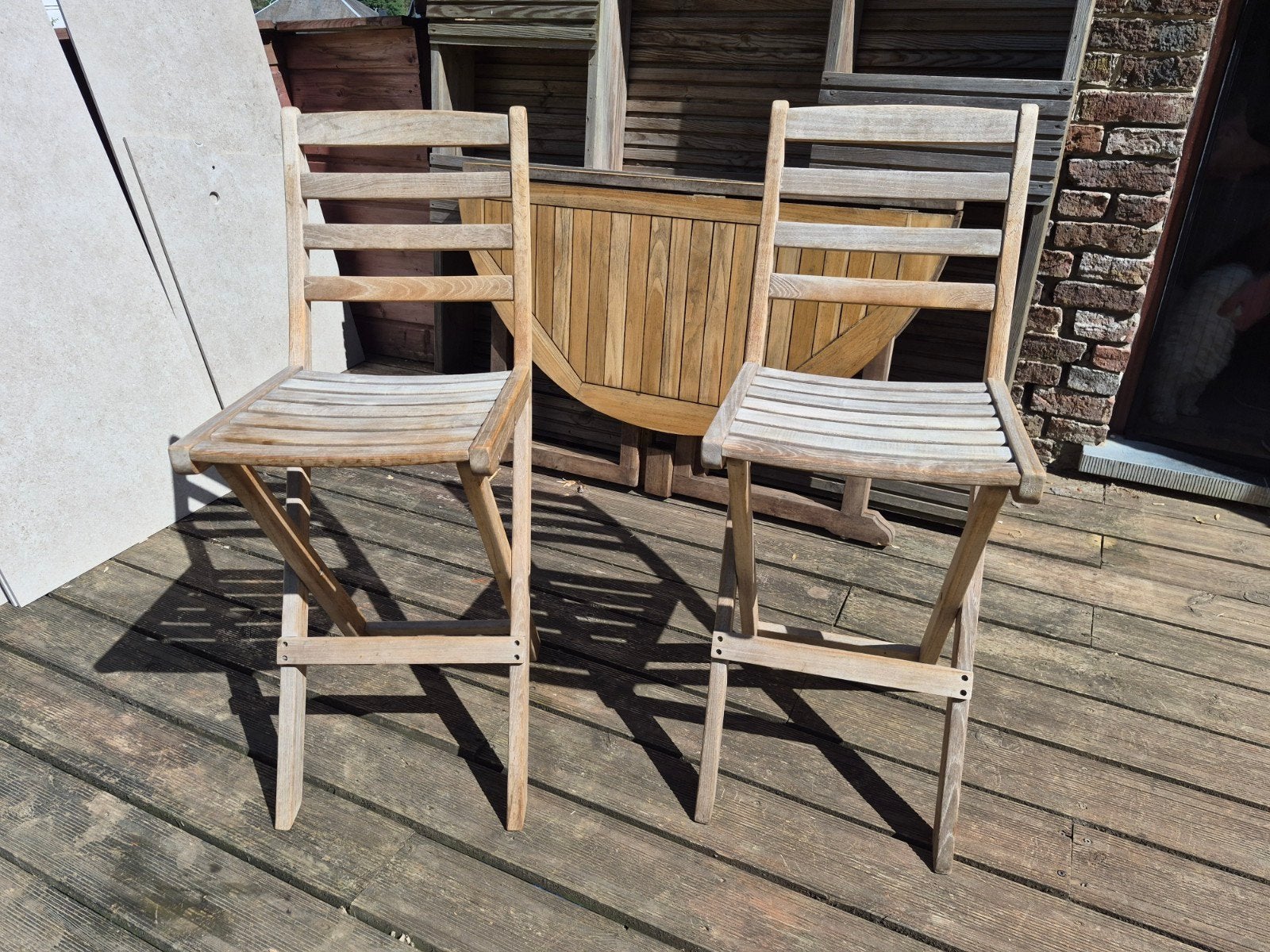 Paar opvouwbare krukken van exotisch hout, Ophalen, Hout