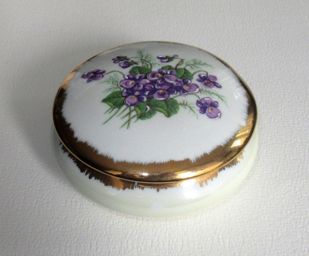 Vintage Limoges France porseleinen doosje met bloemen., Ophalen of Verzenden