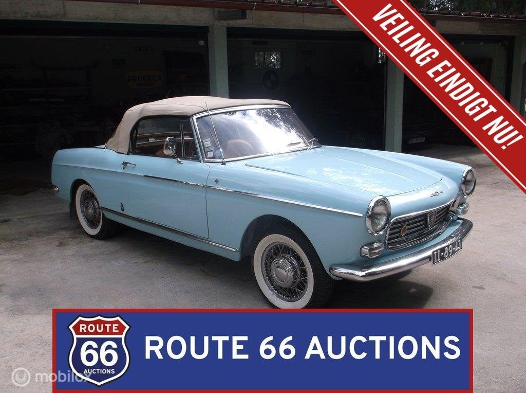 Peugeot 404 Cabriolet Injection | 1964 | Route 66 Auctions, Zwart, Bedrijf, Handgeschakeld, Overige carrosserie