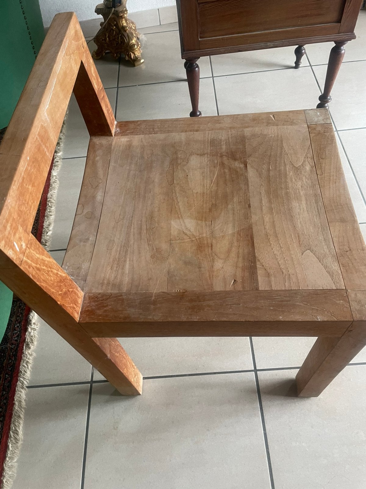Houten stoel in teak, Huis en Inrichting, Stoelen, Ophalen, Zo goed als nieuw