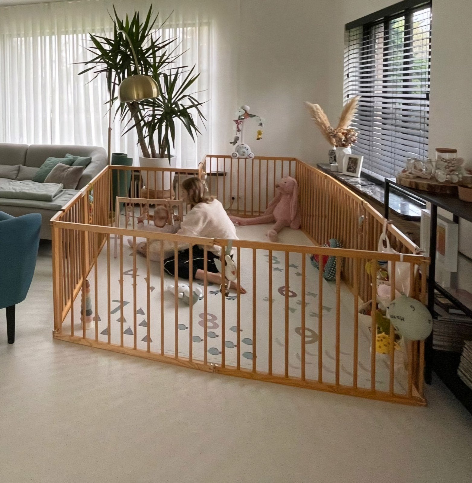 Grondbox baby, houten playpen / park 9,15 m, Ophalen, Gebruikt, Overige vormen