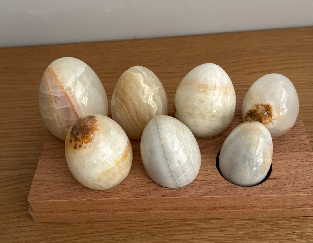 Lot de 7 oeufs en pierre décoratif, Collections, Enlèvement ou Envoi