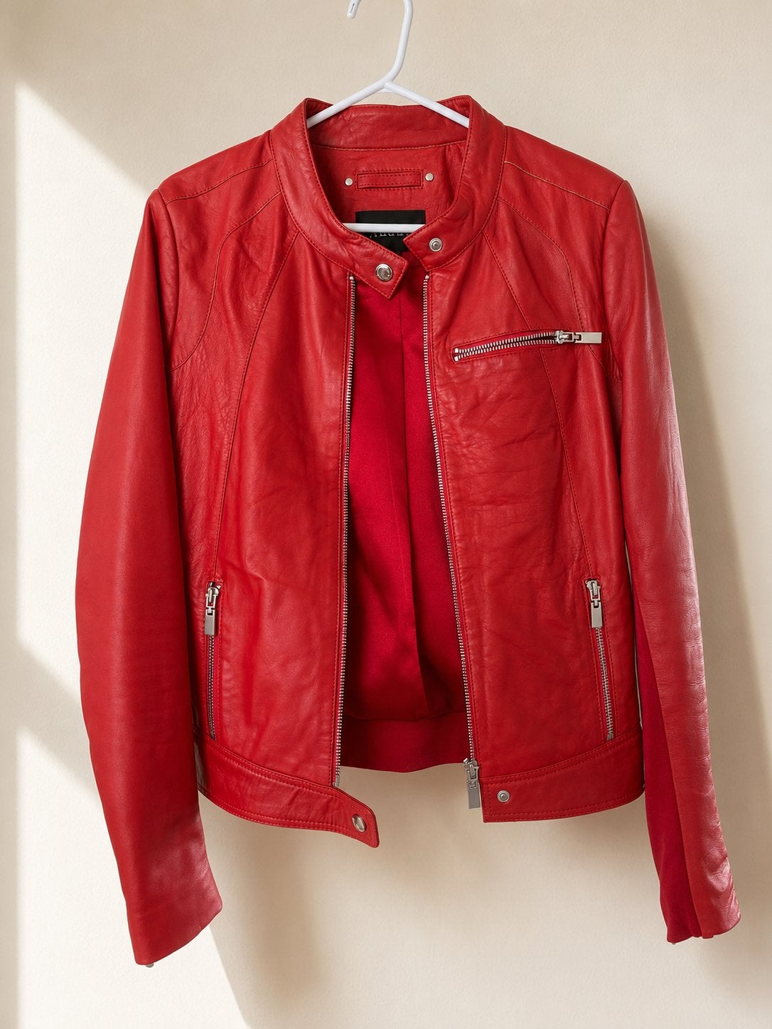 ARMA leren bikerjack rood maat 36 – echt leer, Kleding | Dames, Ophalen of Verzenden, Zo goed als nieuw, Maat 36 (S), Rood