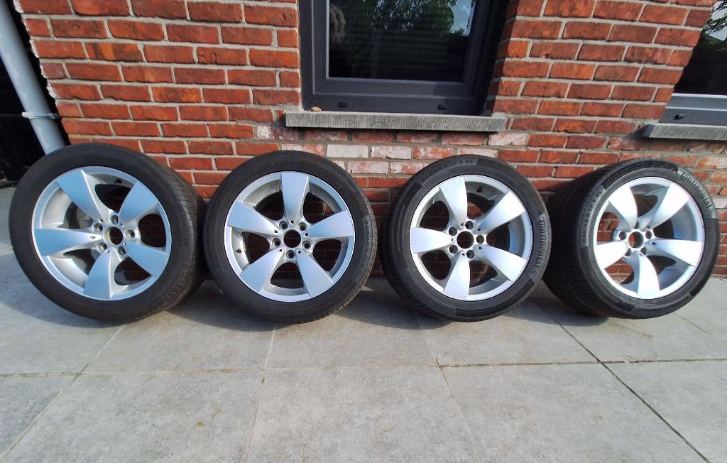 Originele aluminium velgen + banden BMW 520d E61, Auto-onderdelen, Banden en Velgen, Ophalen, Banden en Velgen, 17 inch, Personenwagen