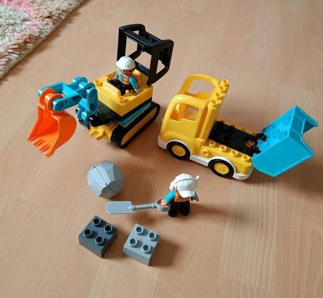 Lego Duplo truck en graafmachine + politie en helikopter set, Ophalen, Duplo