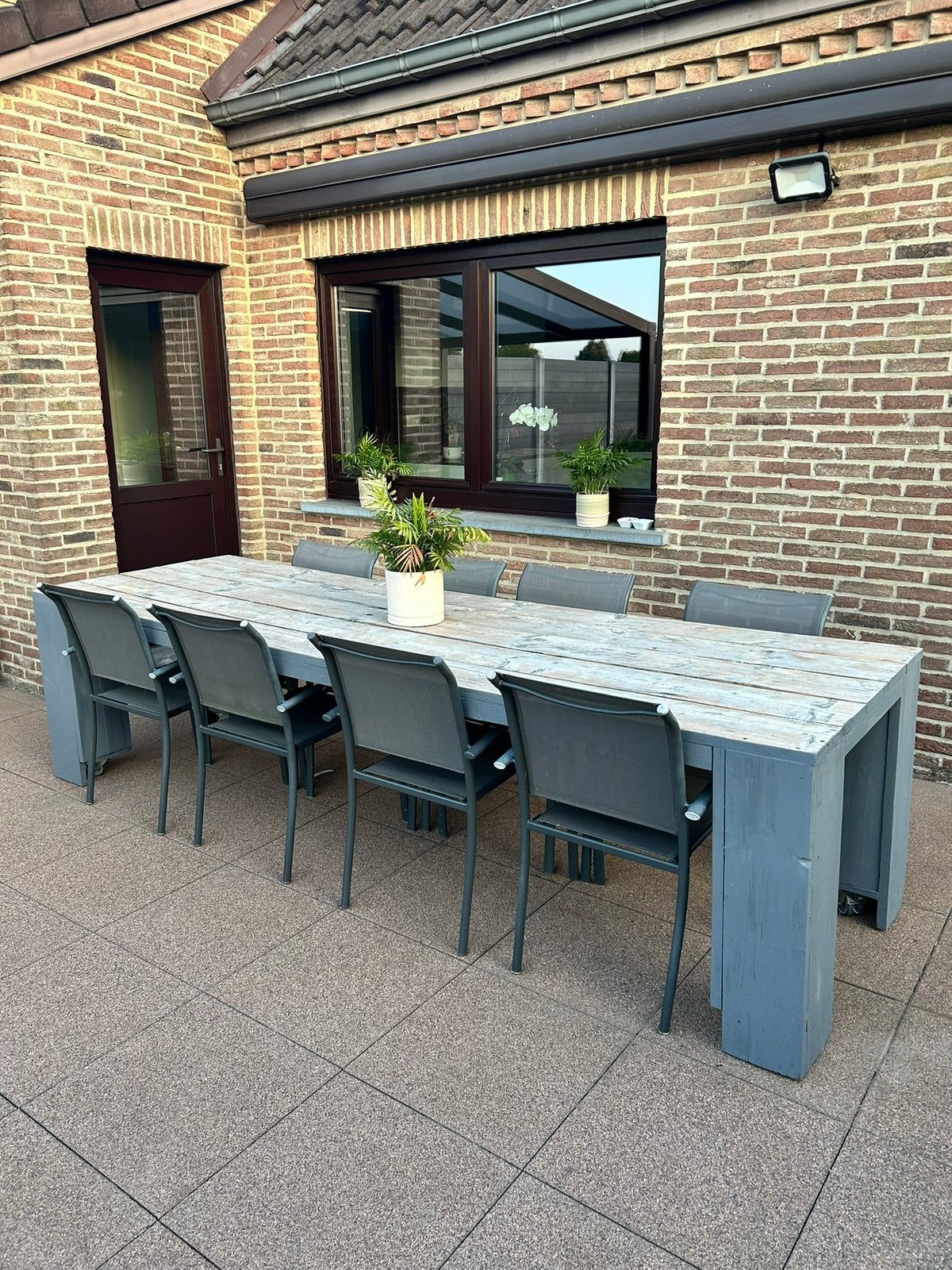 Table en bois de 10 personnes, Table à dinner, Utilisé, Bois, Sets de jardin