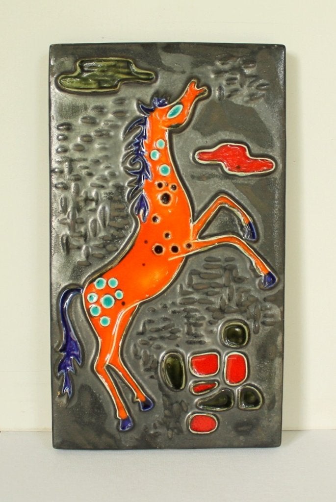 Ruscha Keramik Wandpaneel – 'Pferd' (Jaren '60/'70) , Pierre/céramique, 30 cm, Enlèvement ou Envoi, Décoration murale