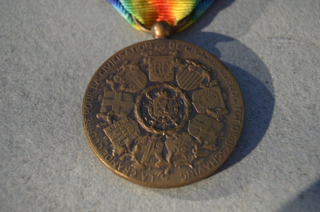 Belgische Intergeallieerde Overwinningsmedaille 1914–1918, Ophalen of Verzenden, Landmacht, Lintje, Medaille of Wings