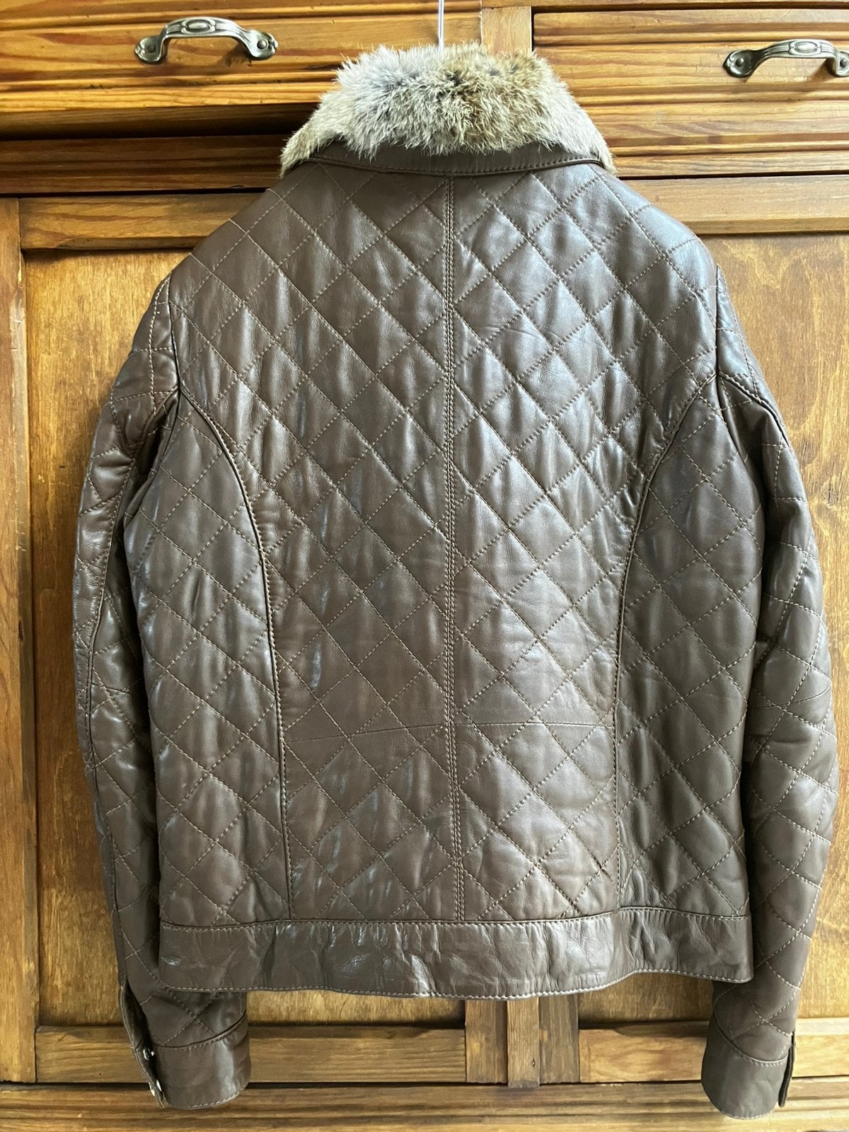 Veste en cuir marron Oakwood taille L avec fourrure de lapin, Enlèvement ou Envoi, Comme neuf, Taille 42/44 (L)