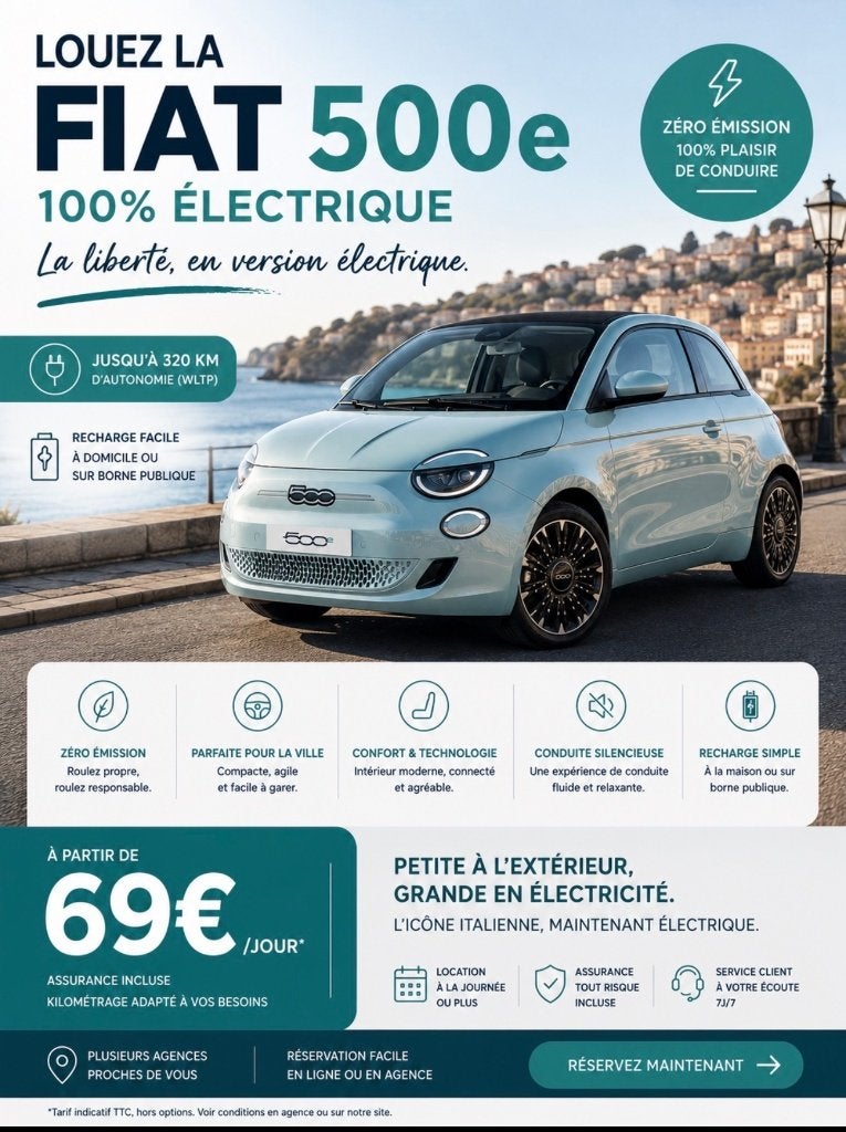 Location Fiat 500e, Services & Professionnels, Location | Auto & Moto, Véhicule de tourisme