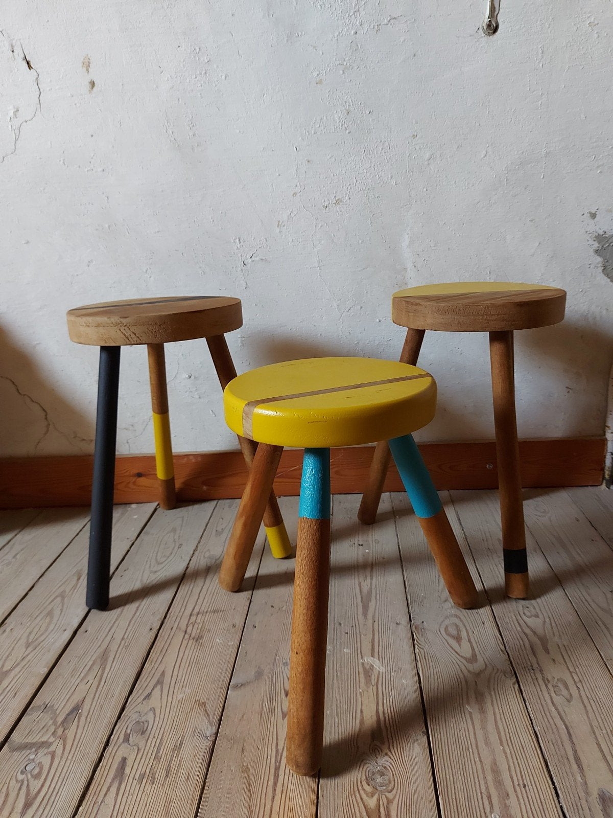 3 retro krukjes, Ophalen, Gebruikt, Hout