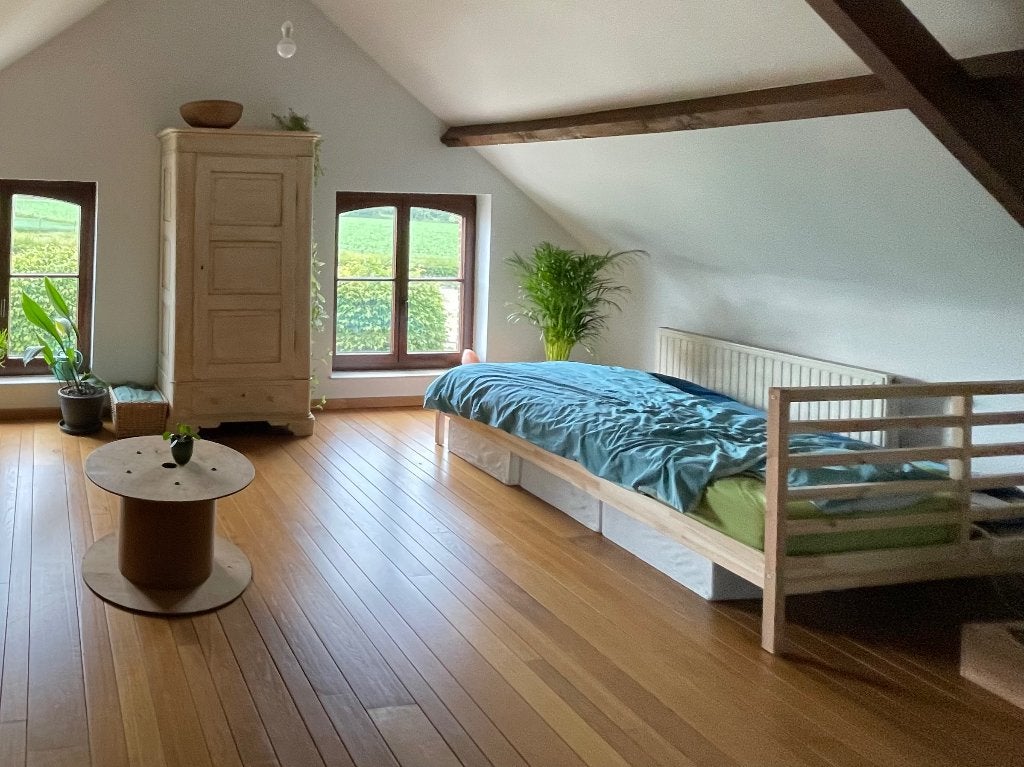 Bed + lattenbodems Ikea Tarva 1m60, Maison & Meubles, Comme neuf, Enlèvement, 200 cm, Bois